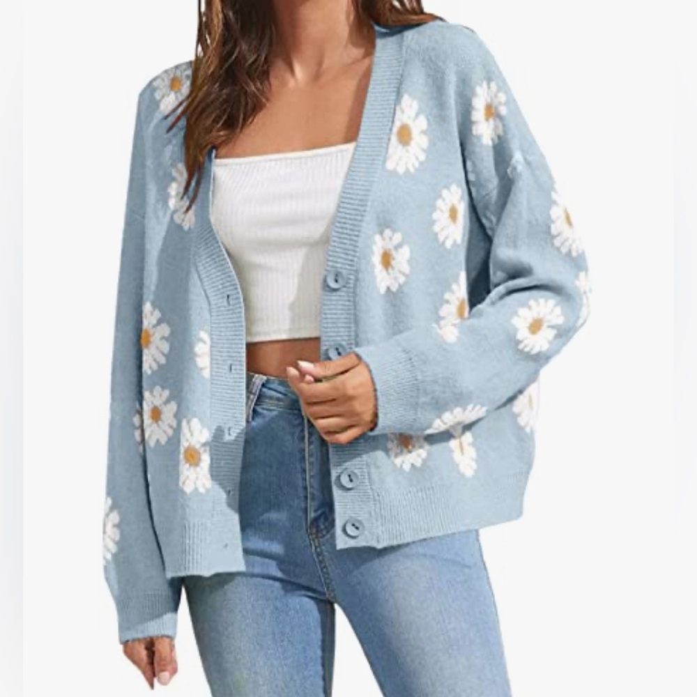 Daisy Blue Cardigan Sweater - Picture 2 of 5
